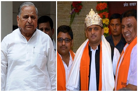 mulayam blessing with akhilesh yadav 