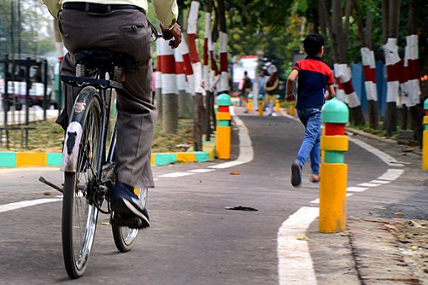 Yogi Sarkar in preparation for breaking cycle track created by Akhilesh