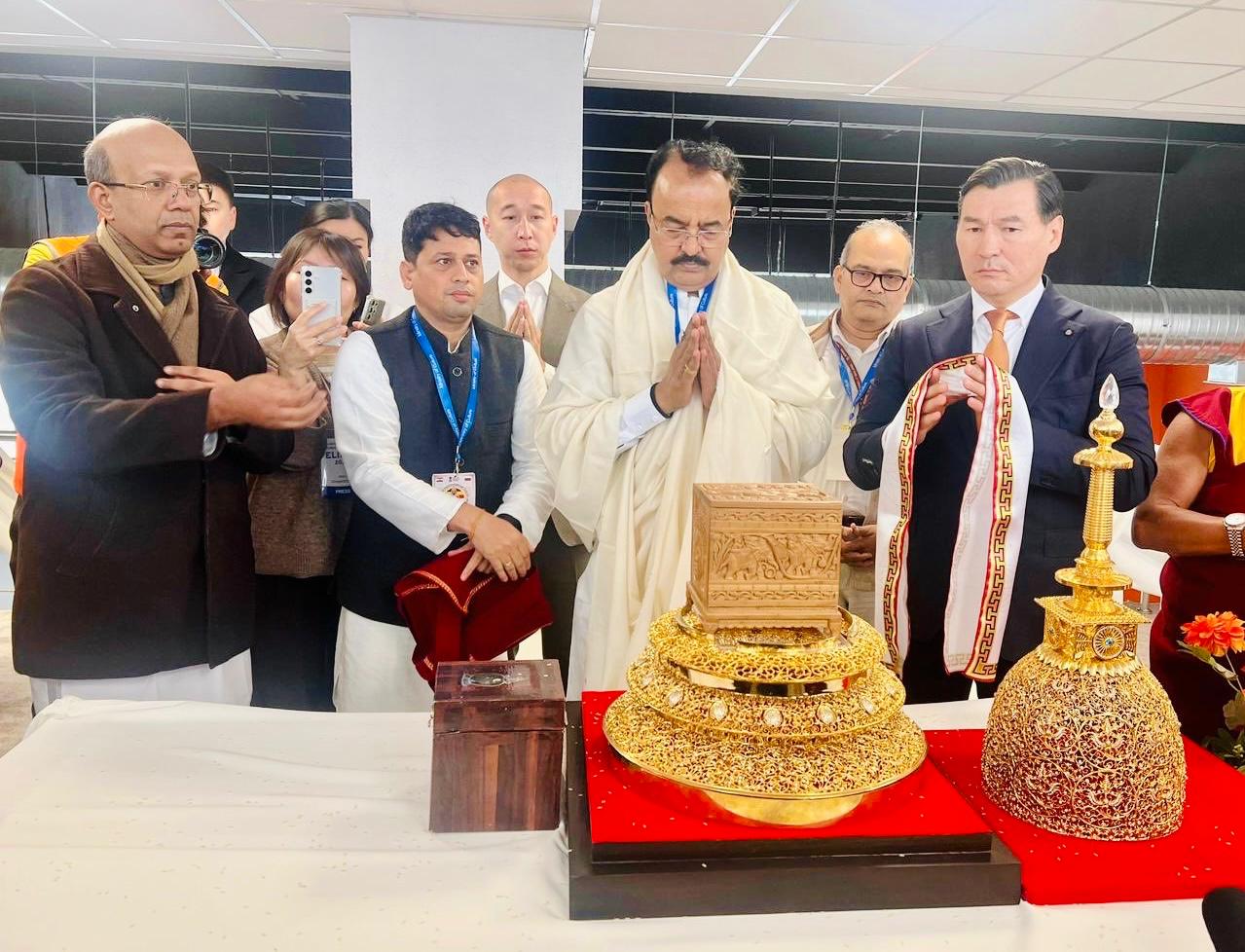 UP Deputy Chief Minister Keshav Prasad Maurya reached Russia with the sacred relics of Lord Buddha.